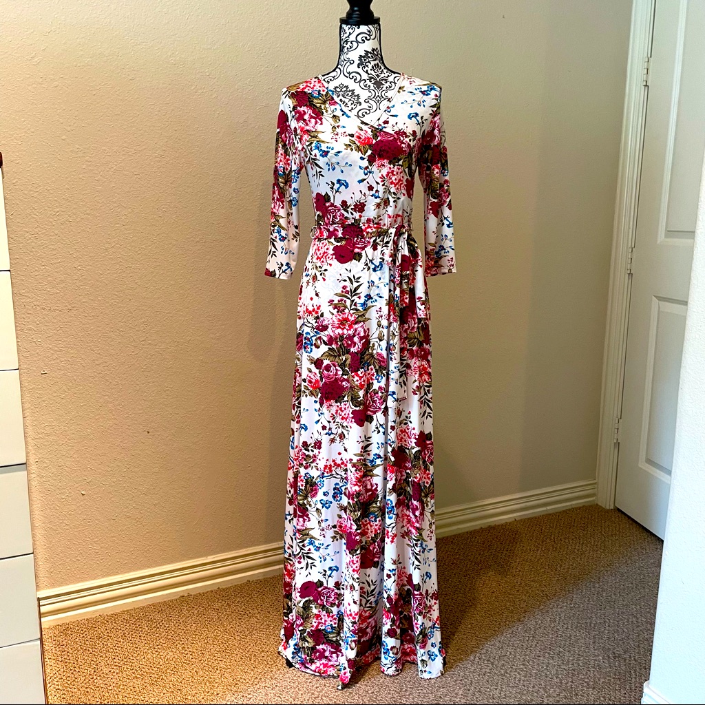 Pinkblush Floral Maxi Dress - Red And Cream
